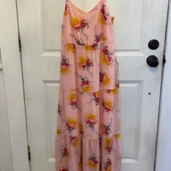 J. Crew Mercantile Maxi Dress Pink Floral Tiered Strappy, Size 8 - Picture 12 of 12